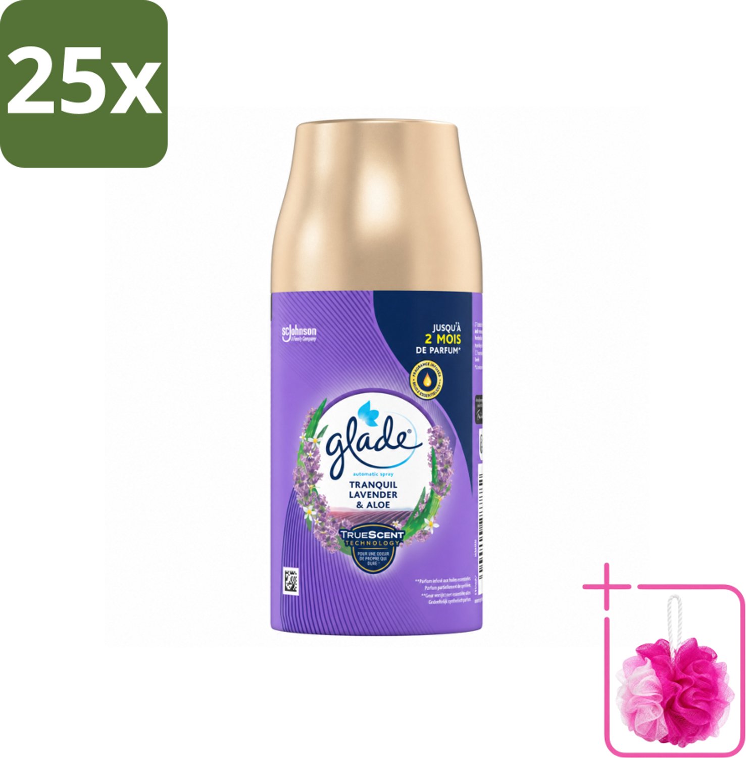 25 x Glade - Automatische Spray - Tranquil Lavender & Aloë - 269 g - Bulkverpakking - Lavendel - Douchemop - Aloe Vera