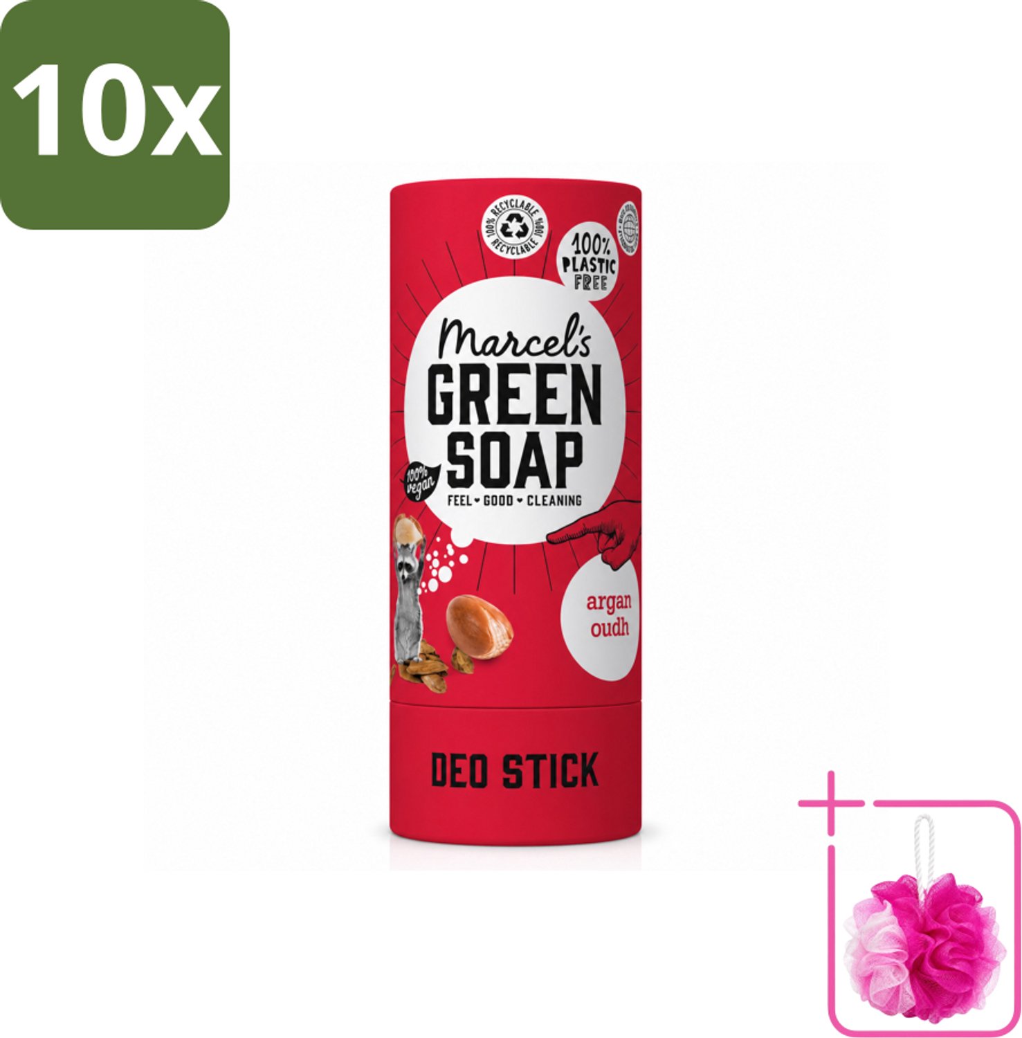 10 x Marcel's Green Soap - Deodorant Stick - Argan & Oudh - Langdurige frisheid - 40 gr - Bulkverpakking - Deodorant - Douchemop - Argan