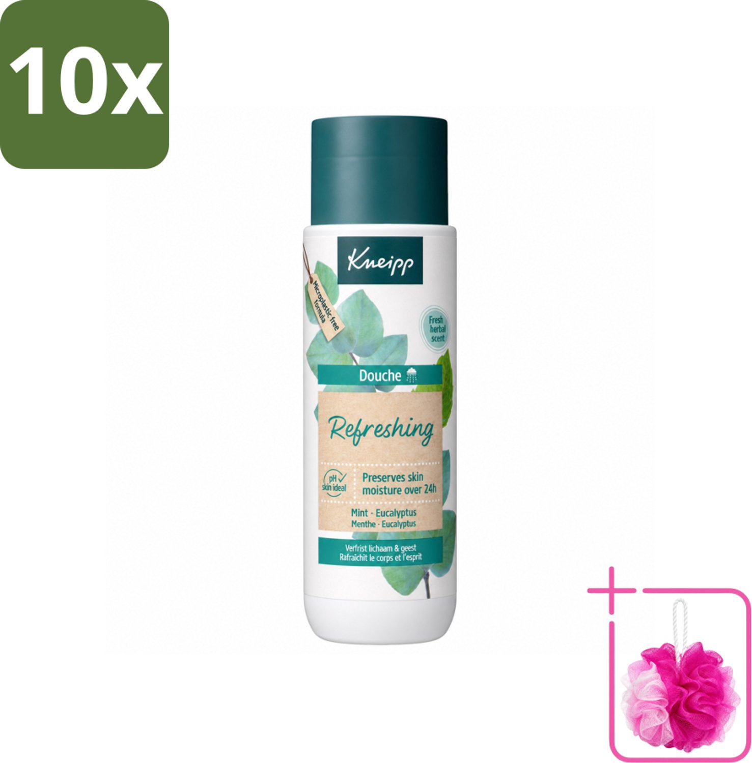 10 x Kneipp - Douchegel - Refreshing - Mint Eucalyptus - 200 ml - Bulkverpakking - Douchegel - Douchemop - Frisheid