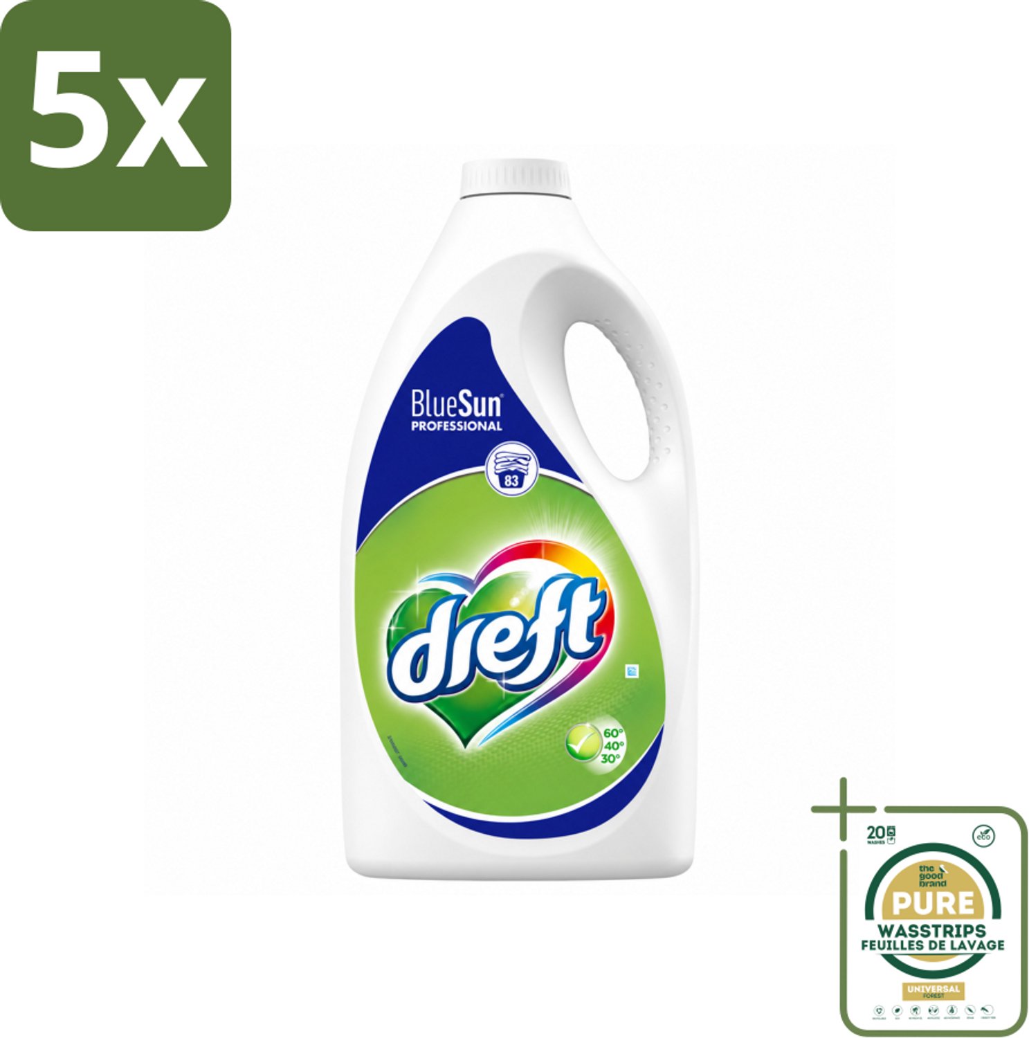 5 x Dreft - Vloeibaar Wasmiddel - Professional - Voor dagelijks gebruik - 83 Wasbeurten - Wasstrips - Wasmiddel - Vloeibaar Wasmiddel - Professioneel Wasmiddel - Vlekverwijdering - Wasbeurt