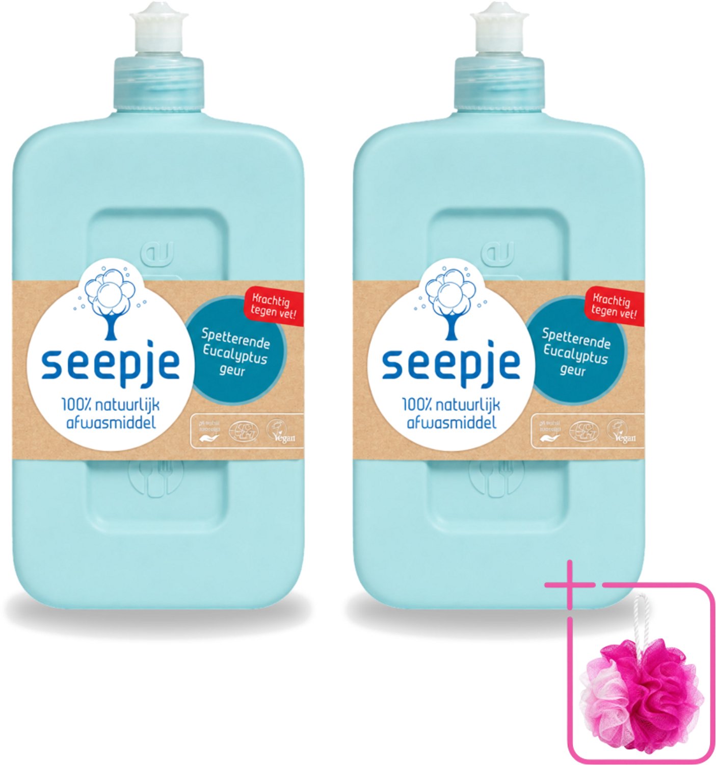 2 x Seepje - Afwasmiddel - Verfrissend & Zacht voor de Handen - Spetterende Eucalyptus - 500 ml - Bulkverpakking - Afwasmiddel - Douchemop - Eucalyptus
