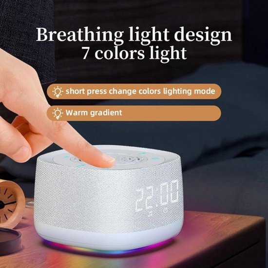 Slaapgeluidsmachine - Nachtbegeleider - Ontspannende sfeer - Intelligente verlichting - 12.3 x 12.3 x 7.3 cm - Zwart — afbeelding 2