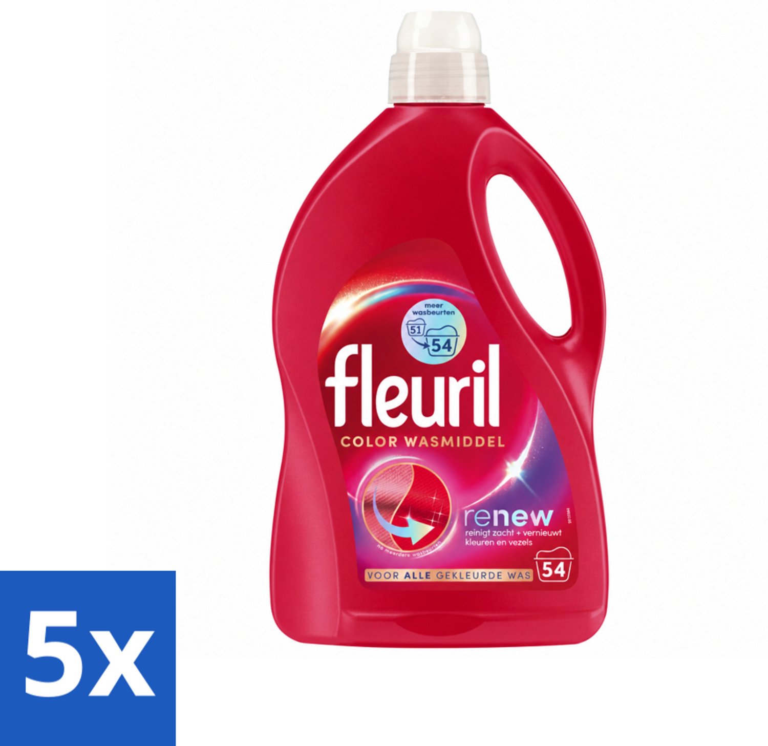 5 x Fleuril - Wasmiddel - Renew Color Vloeibaar Wasmiddel - Gekleurde Was - 54 wasbeurten - Voordeelverpakking - 5 stuks