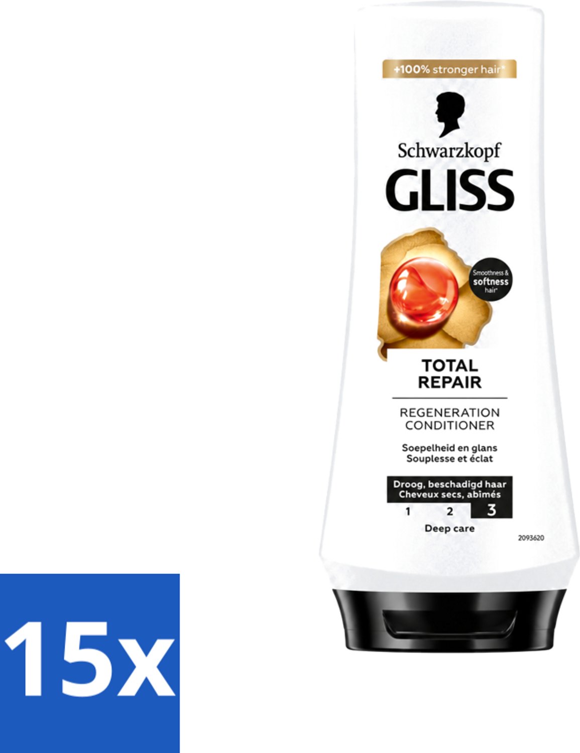 15 x Gliss - Hair Repair - Conditioner voor Totaal Herstel - 200 ml - Voordeelverpakking - 15 stuks