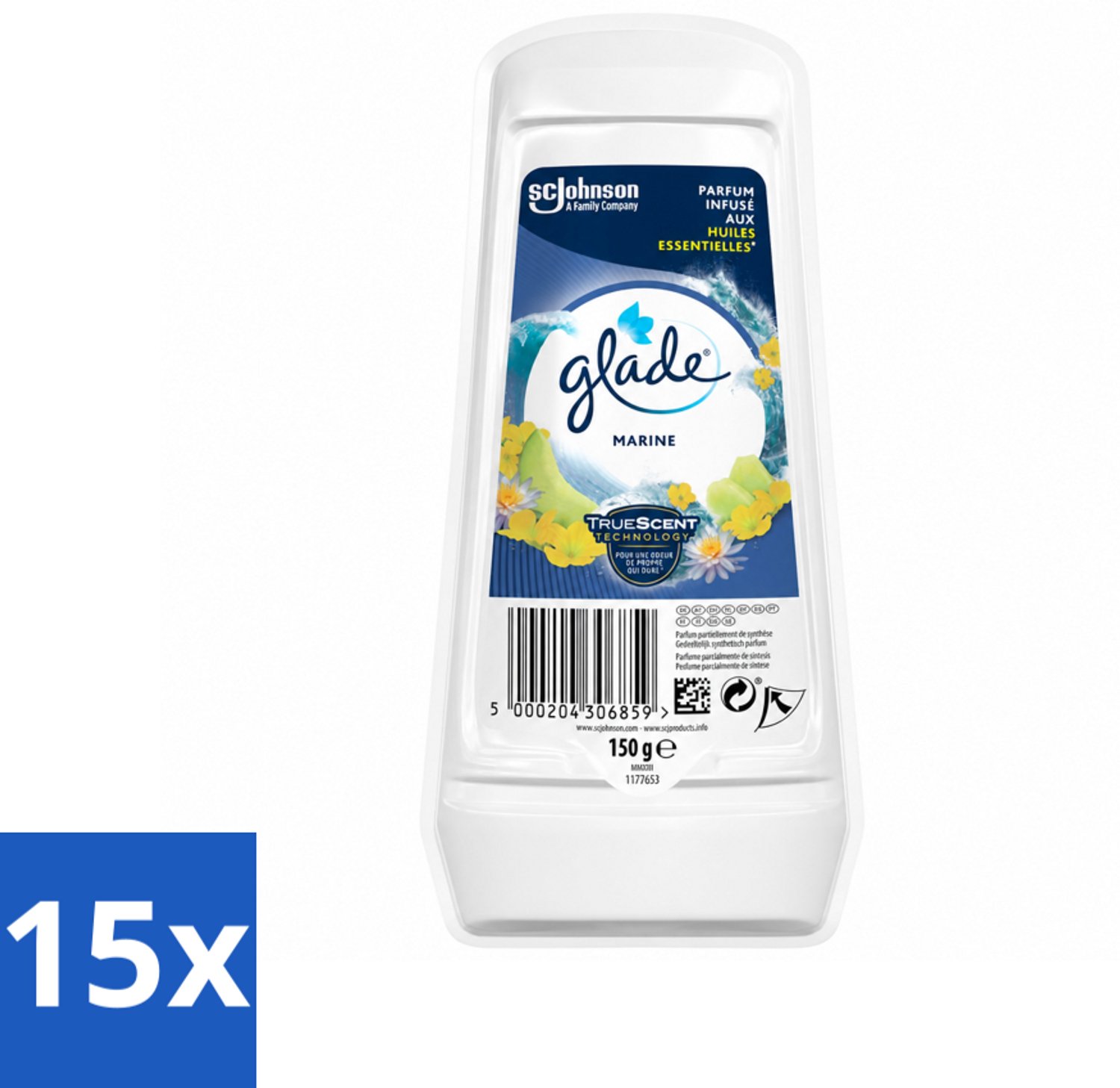 15 x Glade - Gel - Marine - 150 g - Voordeelverpakking - 15 stuks