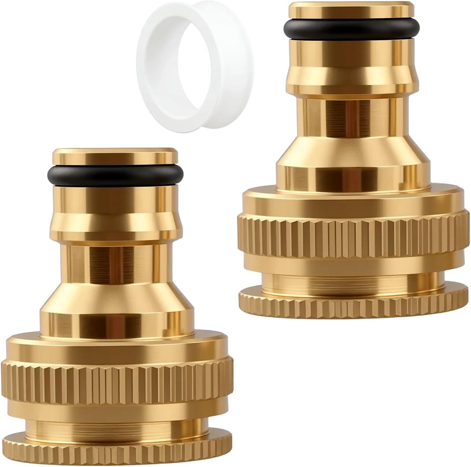 2 stuks 1/2 inch en 3/4 inch 2-in-1 slangaansluiting met grondstofband, slangkraanaansluiting, messing slangconnectorset, universele kraanaansluiting met binnendraad