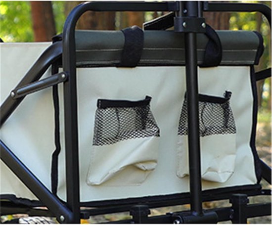 Opvouwbare tuinwagen op wielen, stalen frame, 20 cm wielen, draagbare festivalwagen, 78 x 50 x 20 cm (beige) - ideaal voor buitenevenementen en tuinieren — afbeelding 4