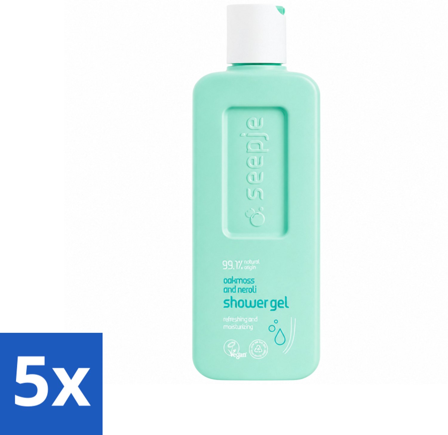 5 x Seepje - Douchegel - Hydraterend & Verfrissend - Eikenmos en Neroli - 300 ml - Voordeelverpakking - 5 stuks