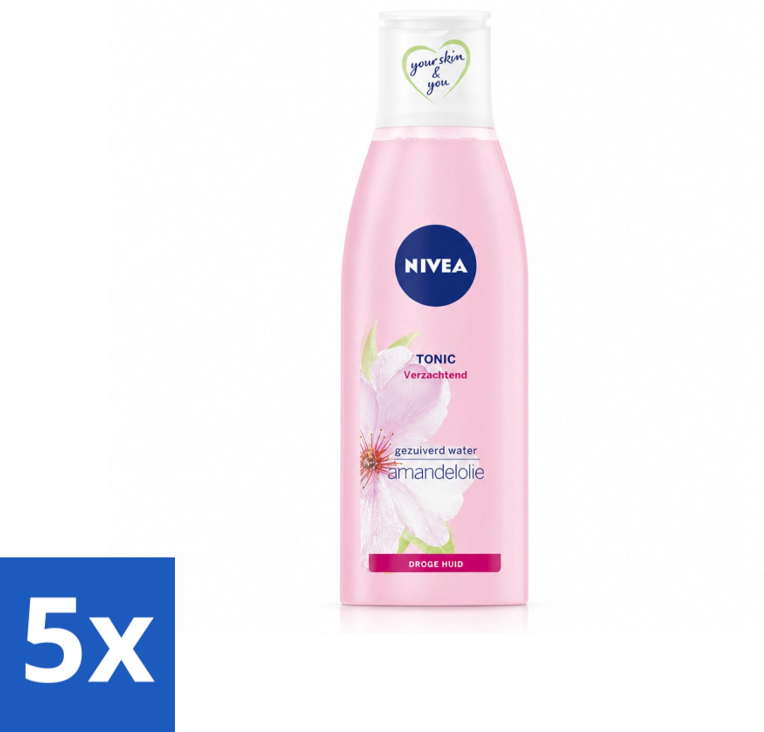 5 x NIVEA - Gezichtstonic - Essentials Verzachtende Tonic - Voor droge & gevoelige huid - Met Amandelolie & Hydramine - 200 ml - Voordeelverpakking - 5 stuks