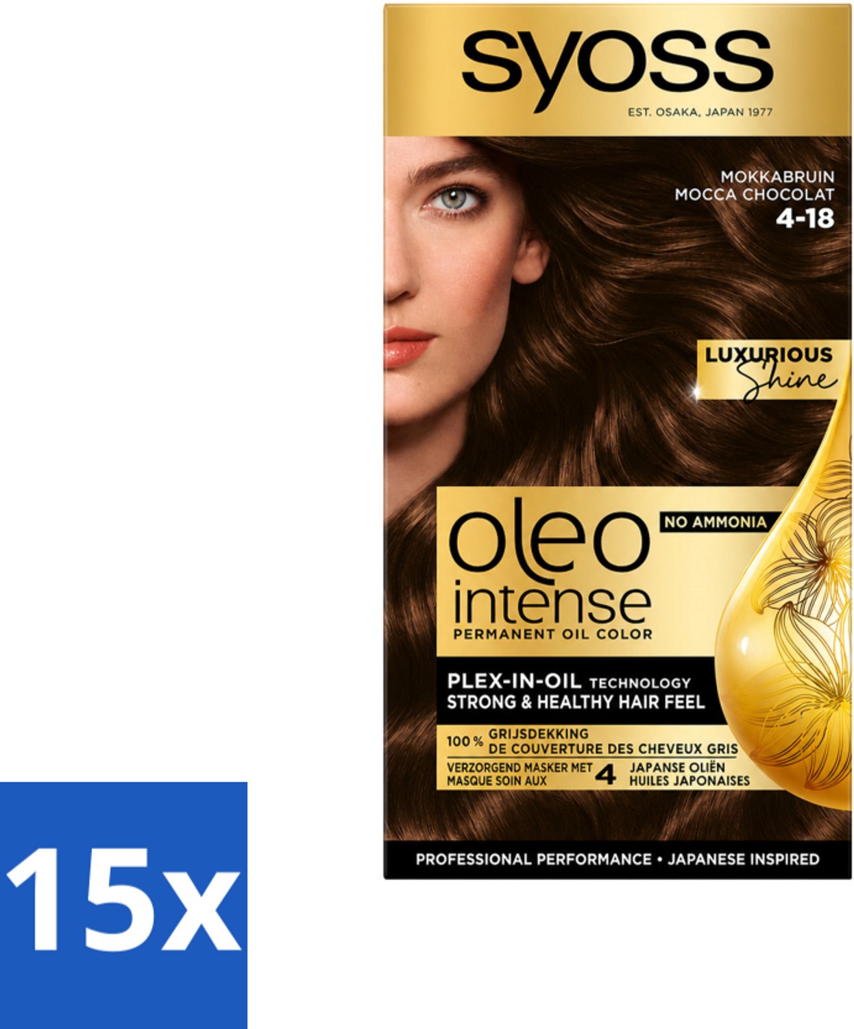 Syoss Oleo Intense - Haarverf - 4-18 - Mokka Bruin - 115ml x 15