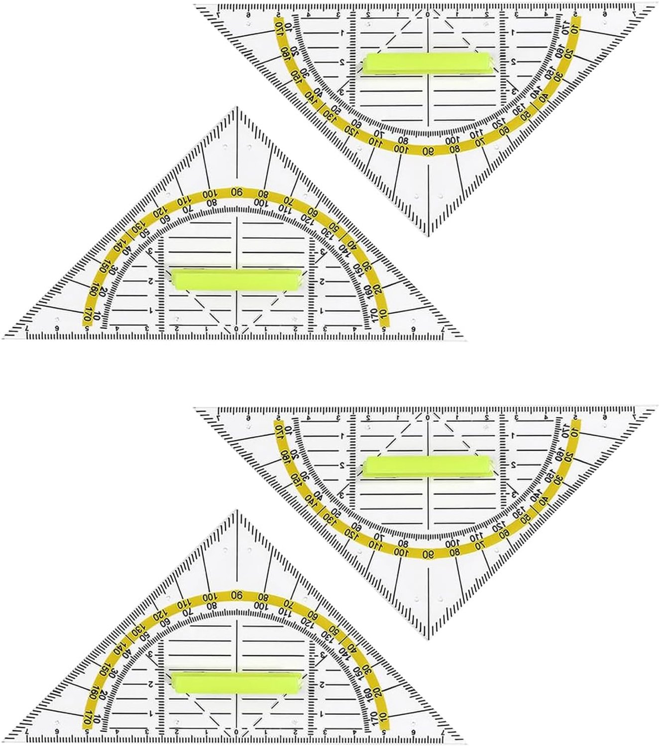 4-delige set geodriehoeken, flexibele geometrische cirkelsjablonen, geschikt voor gebruik in schoolkantoren
