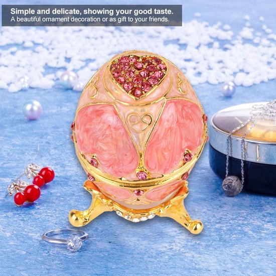 Stijl Ei Handgeschilderde Vintage Faberge Ei Geëmailleerd Faberge Ei Met Glanzende Diamanten Voor Paasei Trinket Doos — afbeelding 3