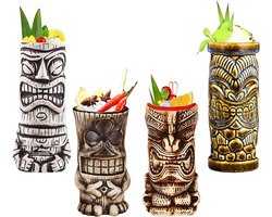 Mugs Tiki-koppen Tiki Mok Tiki Mugs Cocktailbeker Hawaii Cocktailglazen Tiki Bar accessoires Tiki kopjes drankjes mokken Hawaiian Party Barware,Q5