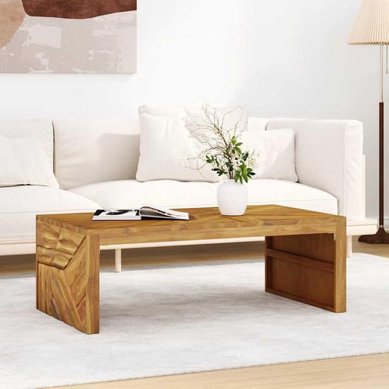Woonkamertafel, balkontafel, tuintafel, klein, salontafel, 110 x 60 x 38 cm, massief hout, teak, voor slaapkamer, woonkamer, tuin, keuken — afbeelding 2
