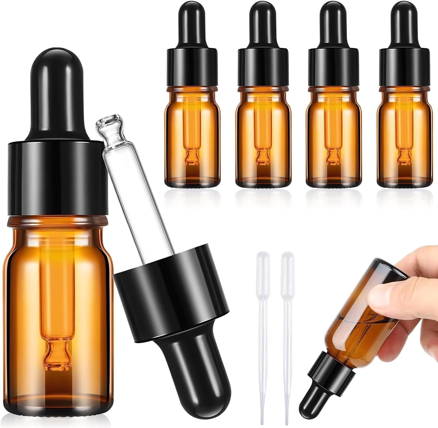 5 ml 5 stuks flessen tellen glazen druppels druppels fles etherische olie milieu klein hergebruik 6,3 x 1,5 cm voor etherische olie