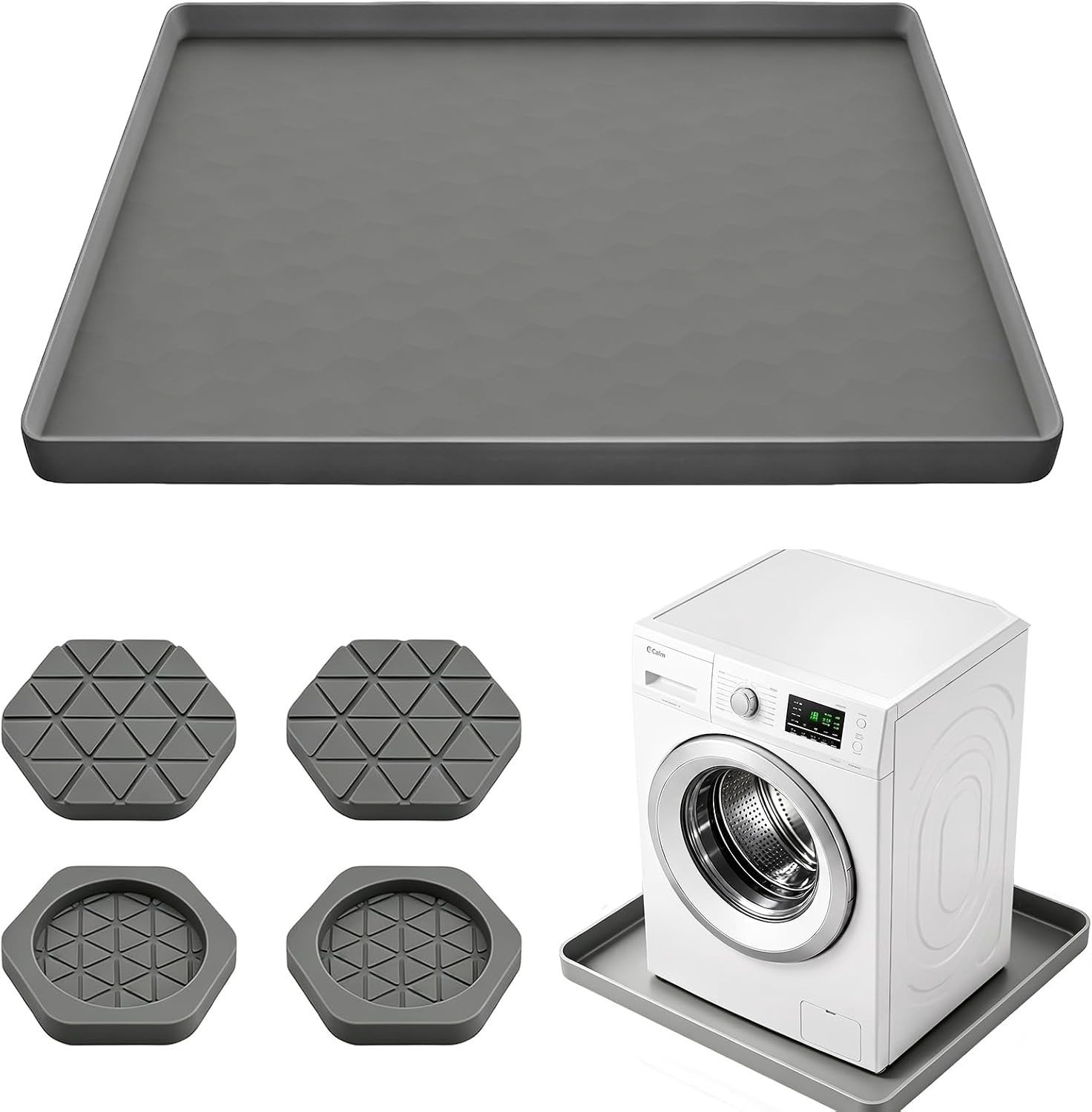 Wasmachinepan met siliconen lekbescherming, 65 x 60 cm, ideaal voor wasmachines en vochtpreventie