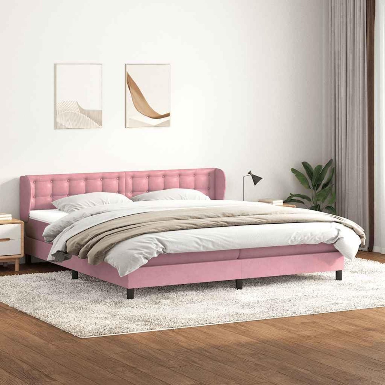 Boxspring met pocketveringmatras rustgevend model 180x210 cm roze