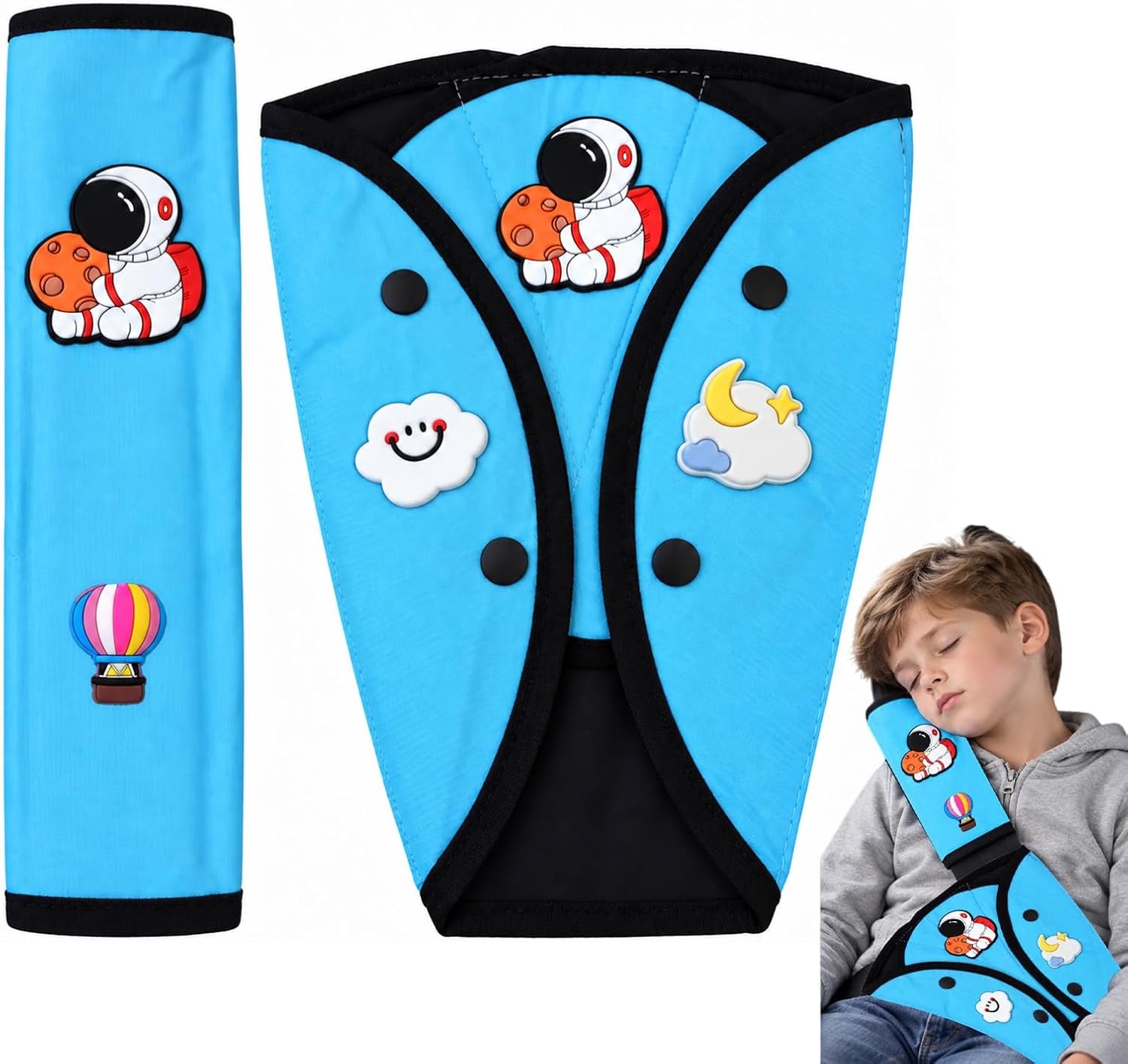 Veiligheidsgordelbeschermer voor kinderen, schouderkussens voor gordel met astronautenmotief, zachte en ademende hoes - Homevero