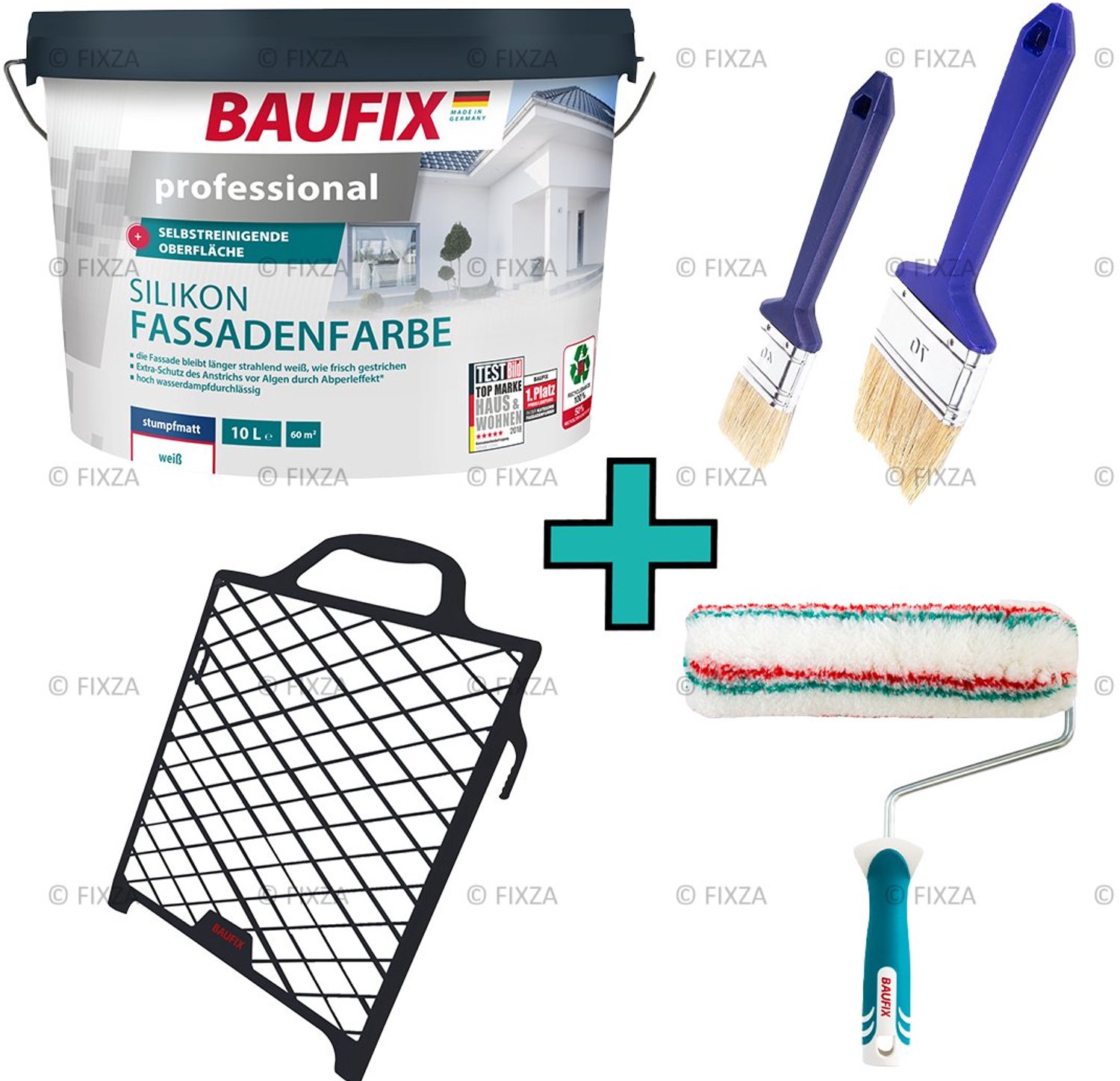 BAUFIX Professionele Siliconen Gevelverf wit 10 Liter + verwerkingset 1