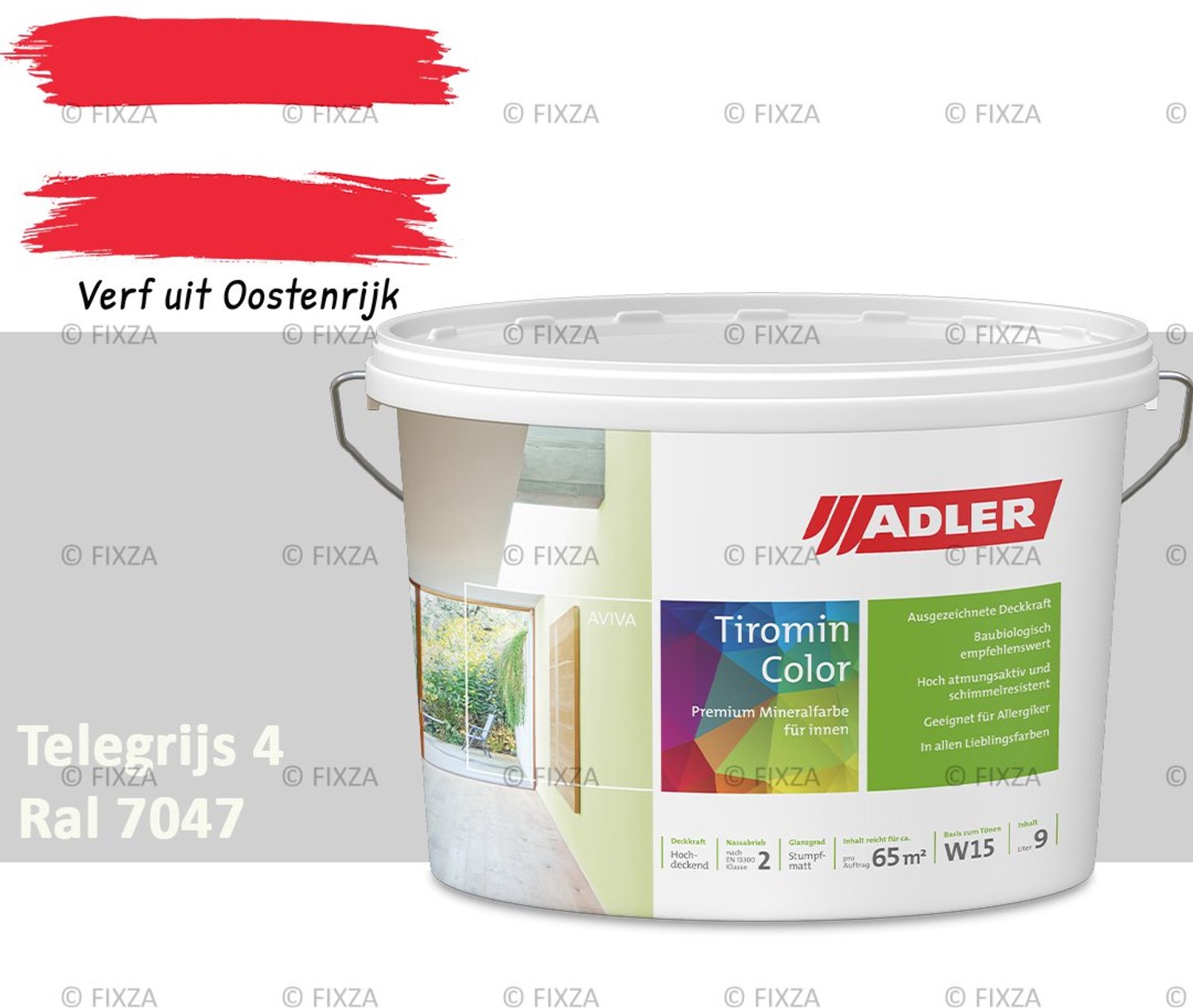 ADLER Aviva Tiromin-Color Silicaat Muurverf Binnen – 1 Liter – RAL 7047 Telegrijs 4, Hoogdekkende & Ademend – Ecologische Schimmelwerende Wandverf