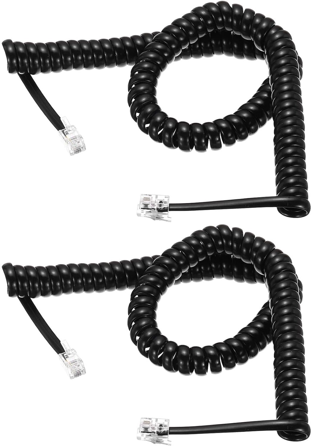 Telefoonkabel 52 cm - opgerold - zwart - voor communicatie met vaste telefoon - Vemera