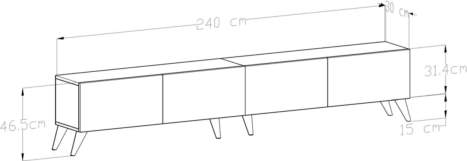 Brandloop Milano TV-meubel 240 cm – Zwevend of Staand – Wit