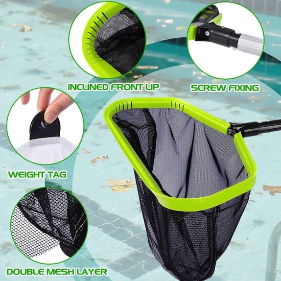 Zwembad Skimmer Net - Groen - 1 x 1 x 1 cm - Dubbellaags Aluminium Frame - Voor Zwembaden — afbeelding 5