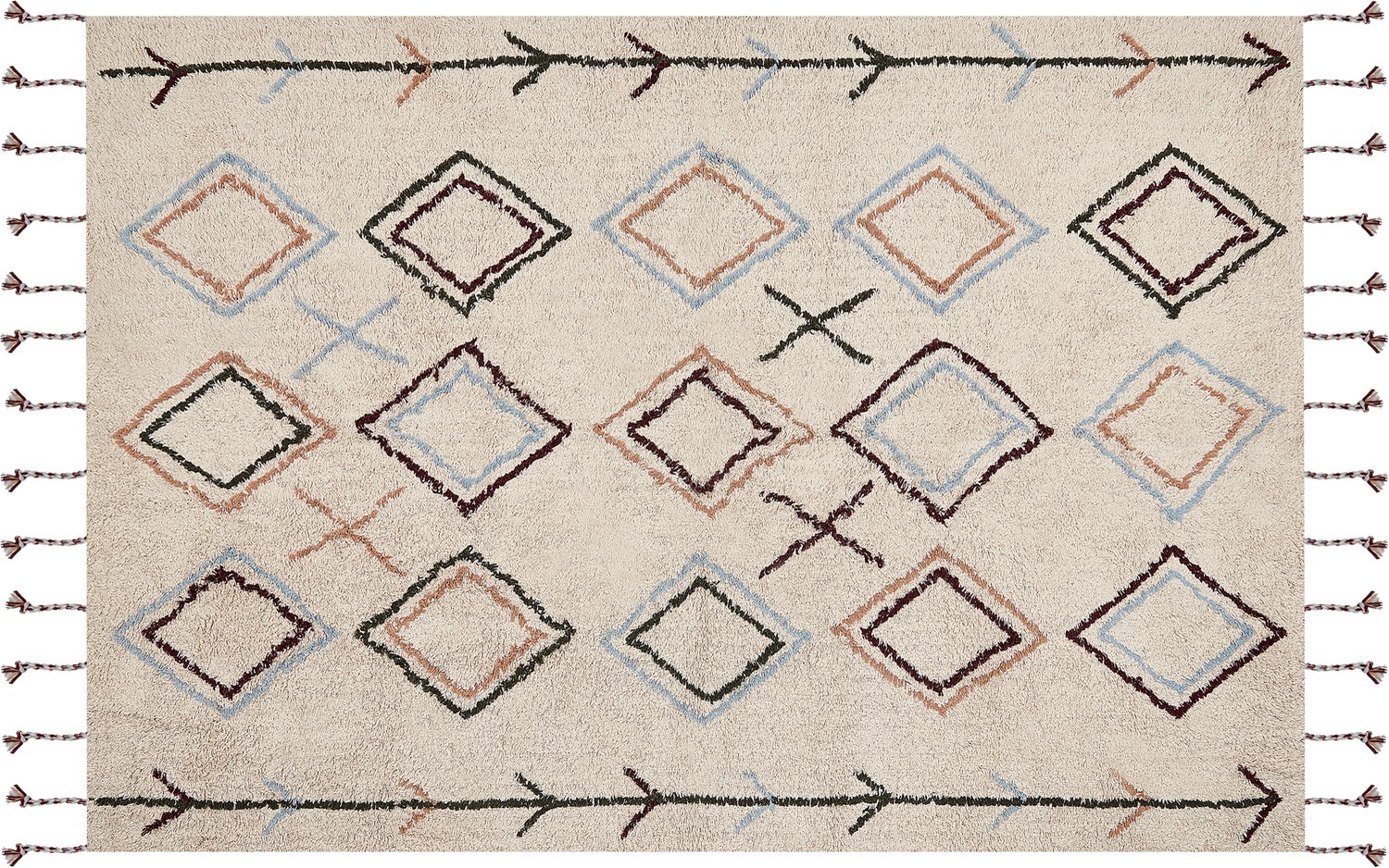 Beliani CORUM - Laagpolig vloerkleed - Lichtbeige - 160 x 230 cm - Katoen