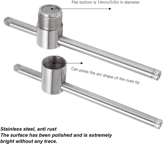 Pool Cue Tip Shaper Tool 9mm tot 14mm - Biljart Cue Tip Scuffer - Burnisher voor optimale grip - ServiceTopper — afbeelding 2