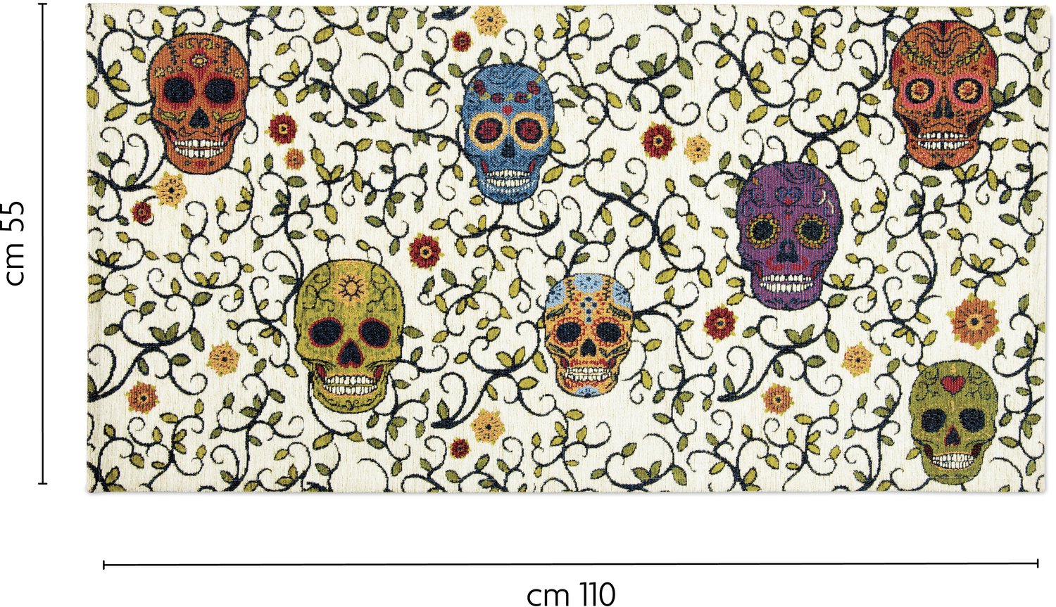 Excelsa Antislip Loper Excelsa Calavera Polyester En Chenille Veelkleurig 55x110 cm