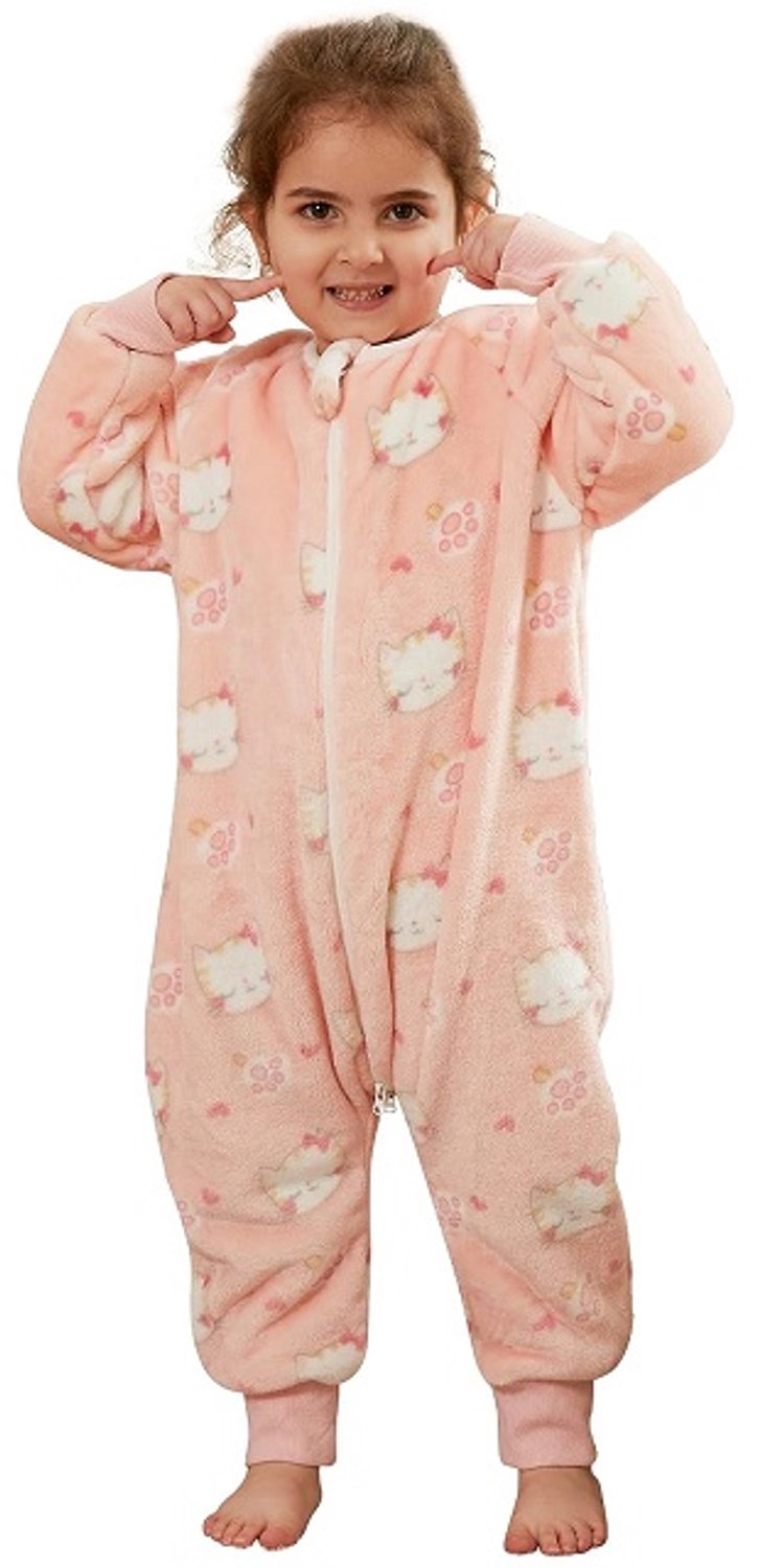 Kinderslaapzak - Draagbare Deken - Slaapdeken Kind - Uilenprint Cartoon - Flanel - Kasjmier en Polyester - Dikke Warme Nachtkleding - Categorie F Maat 2-3 Jaar - Voor Peuters en Kleuters