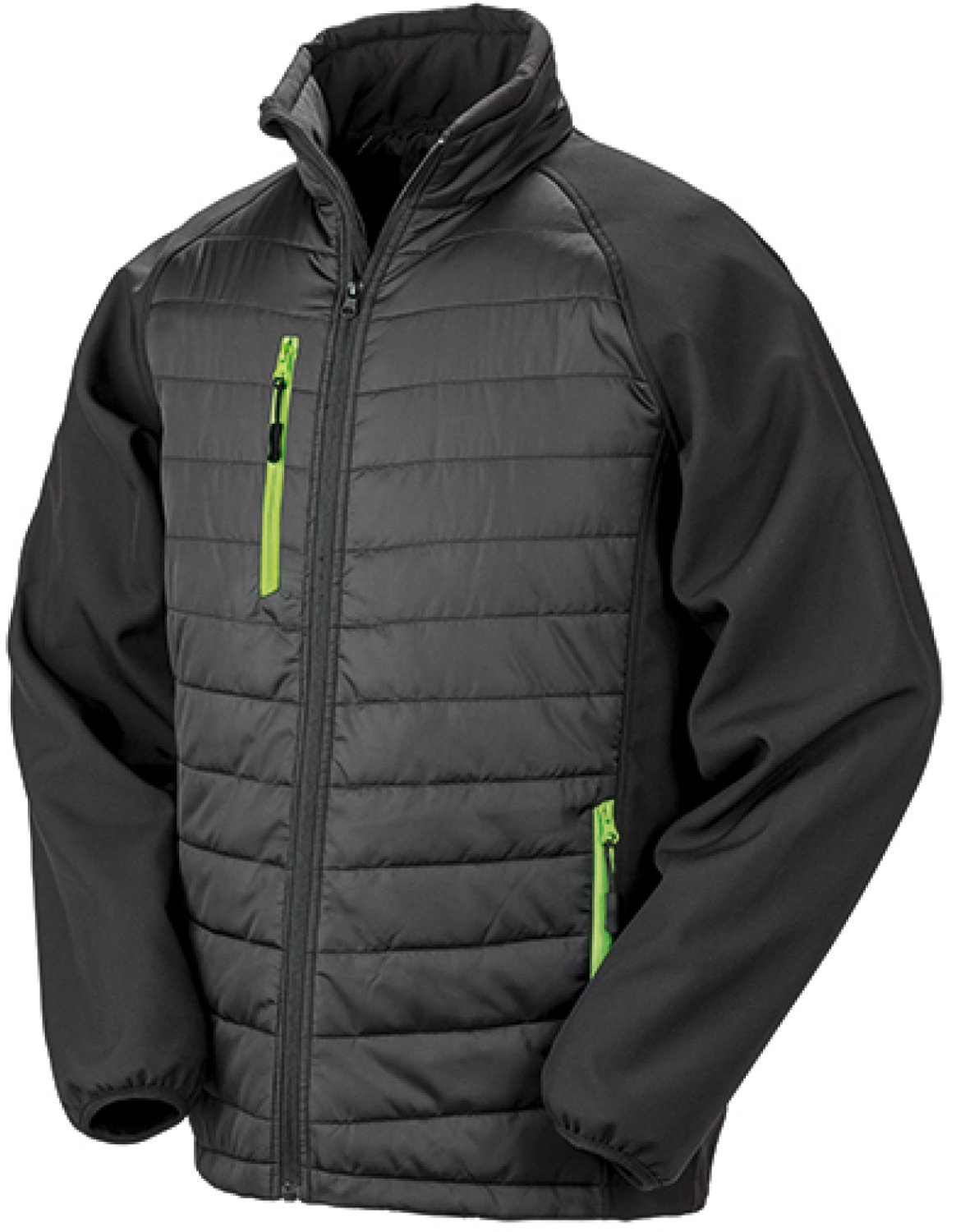 Result Recycled Compass Padded Softshell RT237 /Lime Zwart