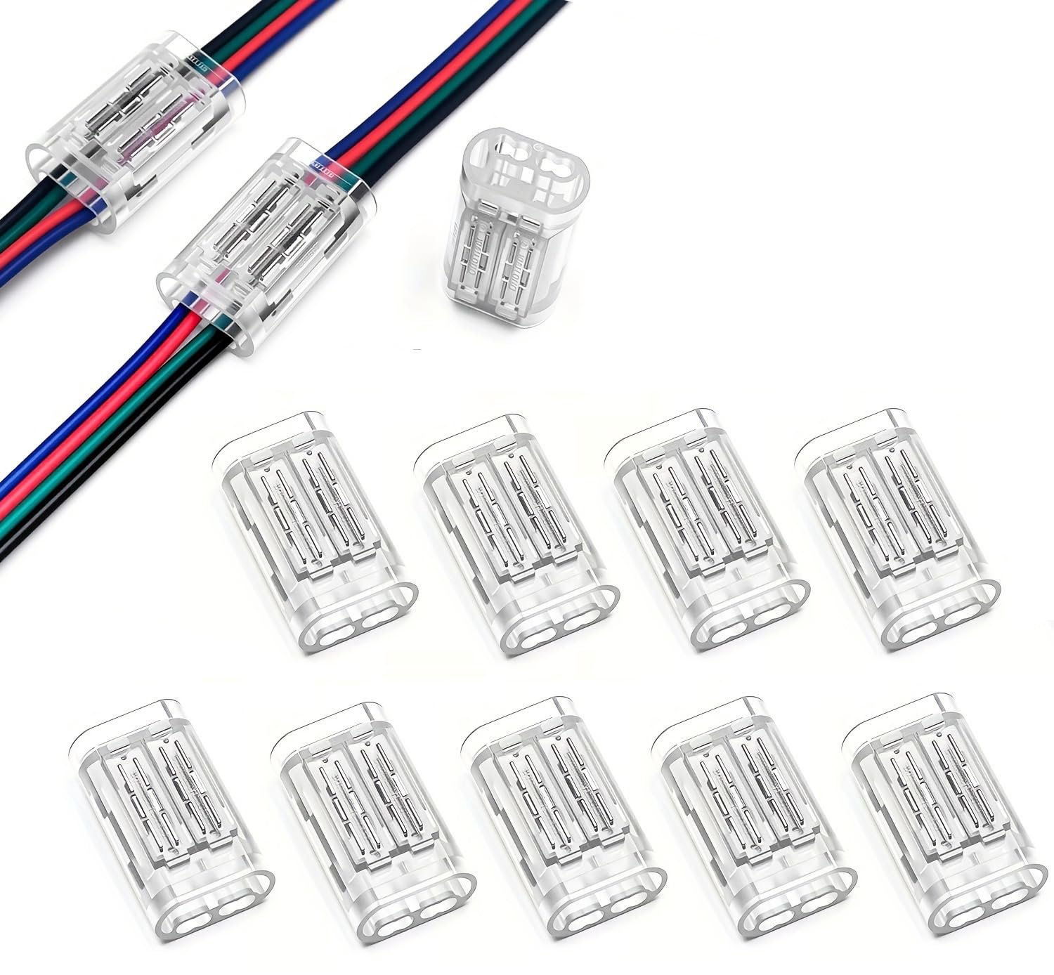 4-pins kabelverbinders 10 stuks - transparant - soldeervrij - ideaal voor laagspanning - Vemera