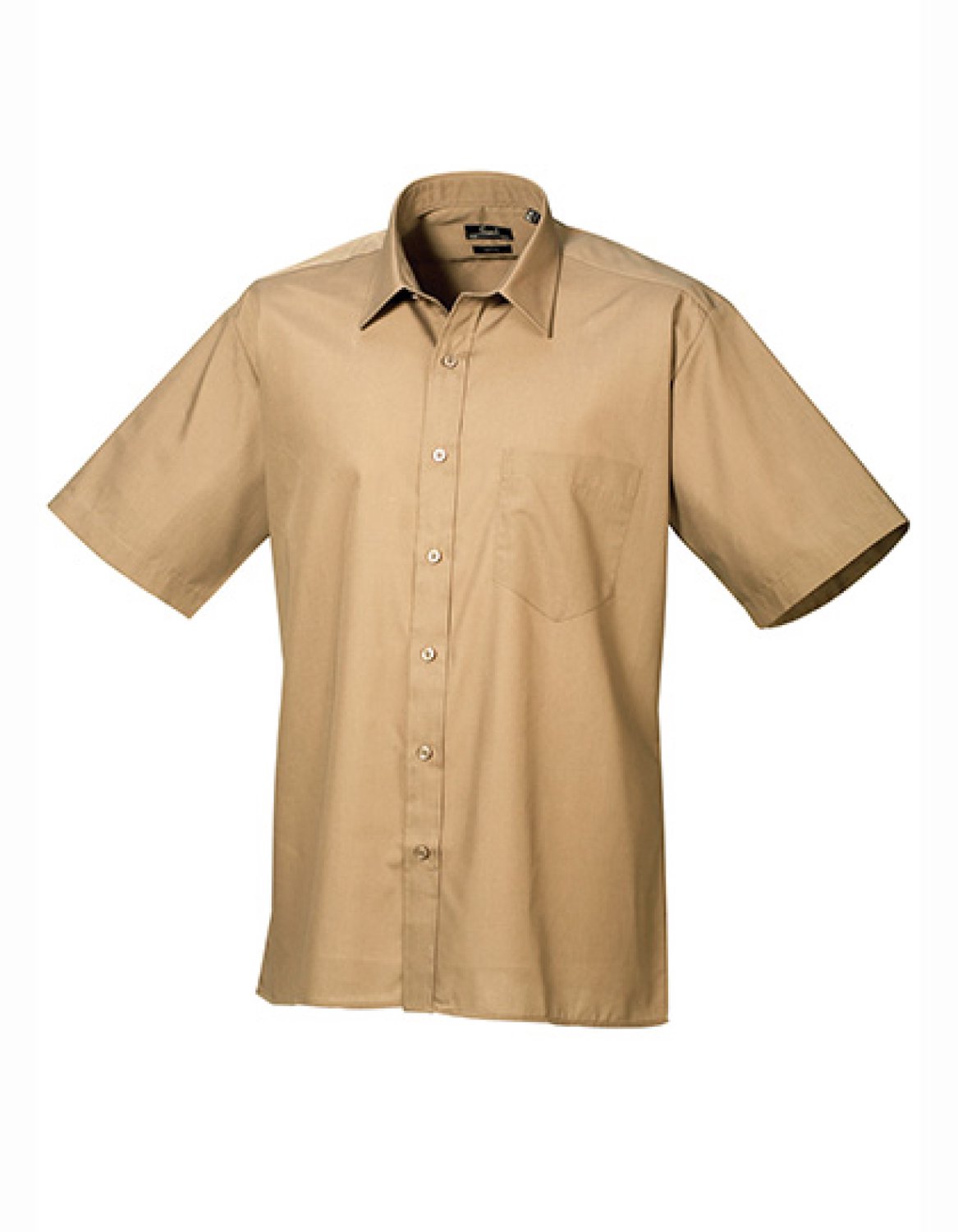 Premier Workwear - Men´s Poplin Short Sleeve Shirt - Khaki - 38 (15)