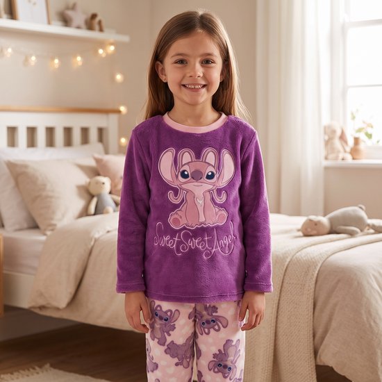 Lilo & Stitch Coral-Fleece Pyjama - Maat 98/104 - Paars - Kind