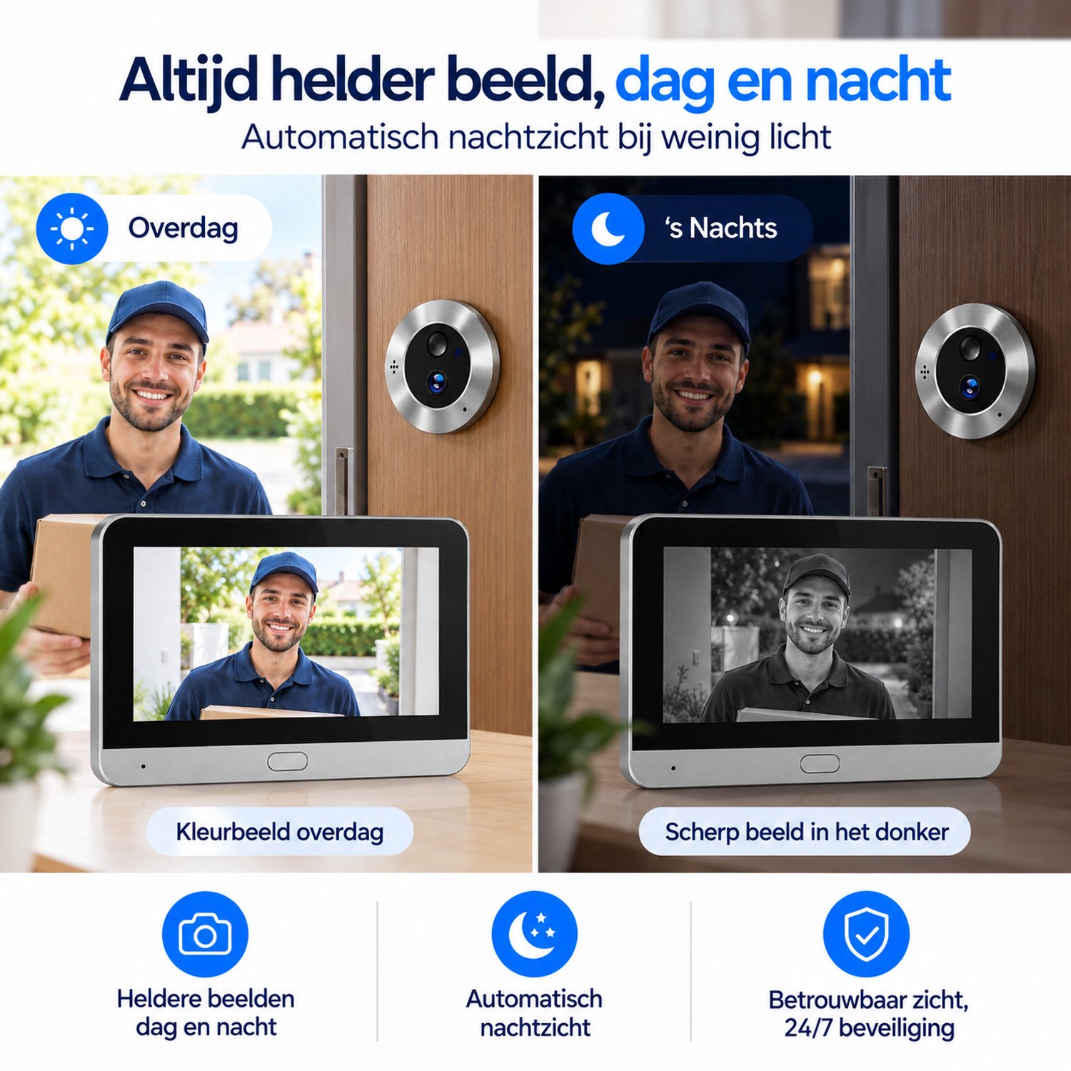 Smart Digitale Deurspion 3MP met Nachtzicht en Tweeweg Audio - afbeelding 2