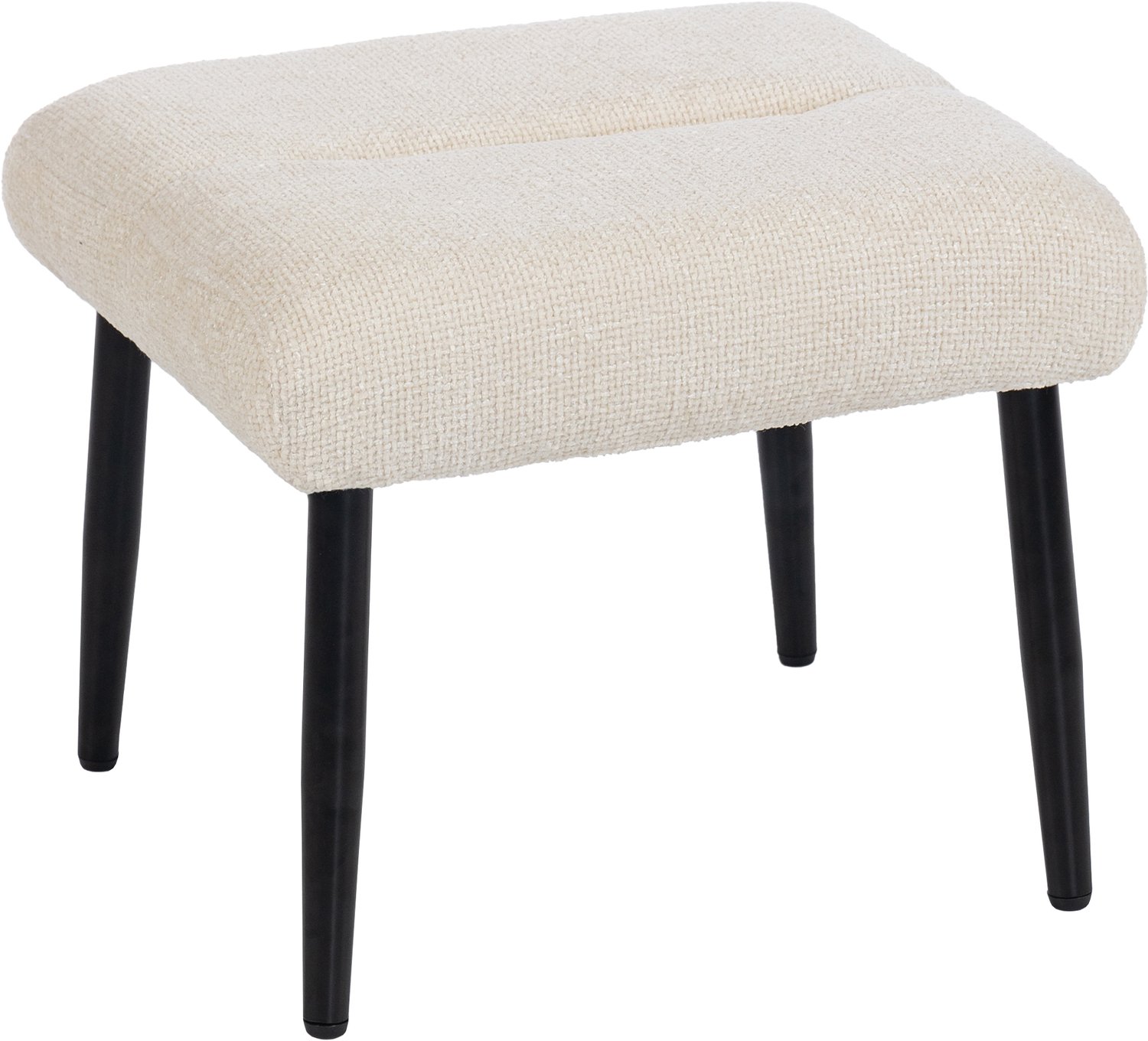 Homona Voetenbank - Met chenille bekleding en 10 cm dik kussen - Met stalen poten en antislipvoetjes - 45 x 41 x 38 cm - Crèmewit