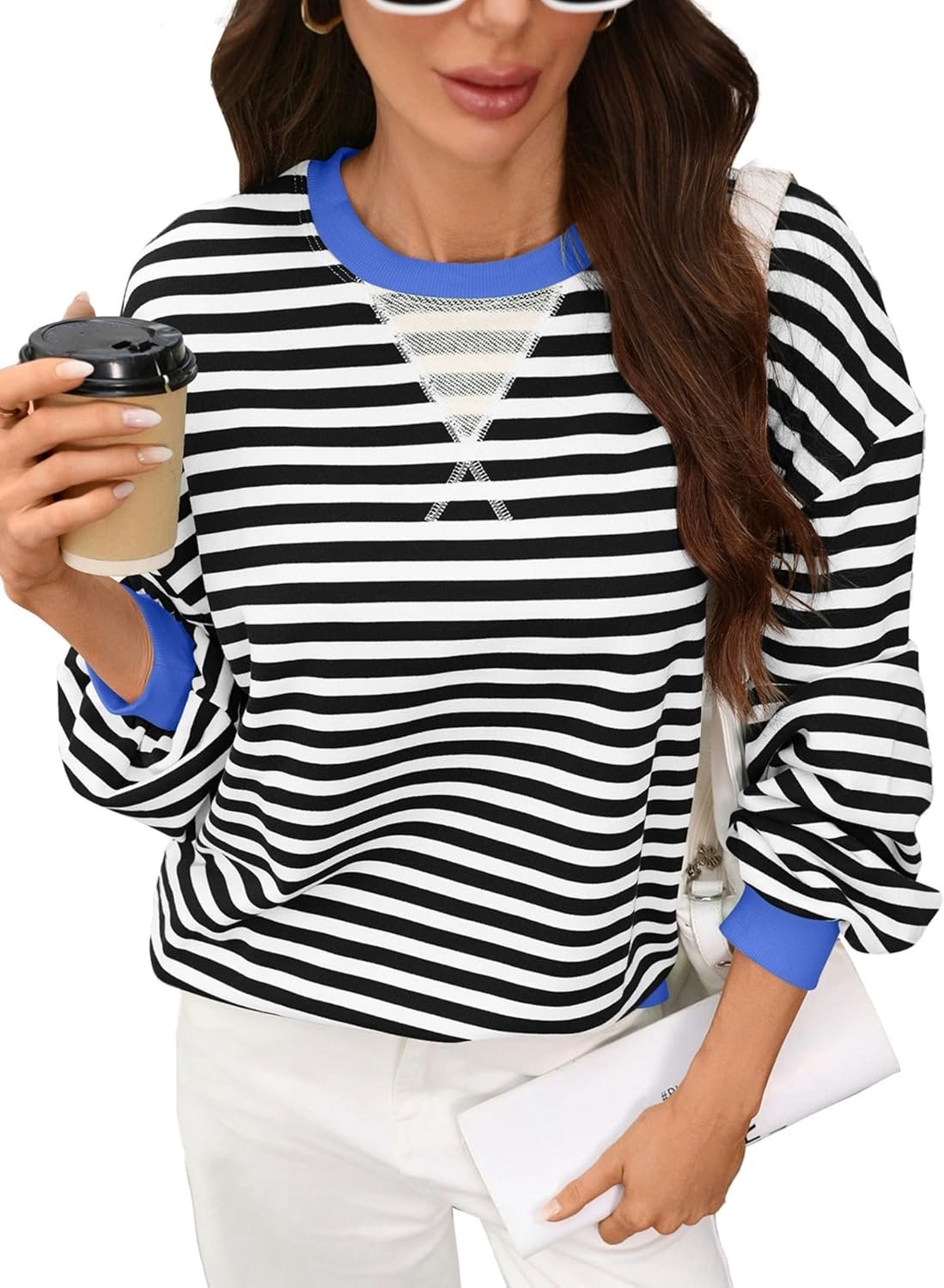 Gestreept dames sweater met lange mouwen