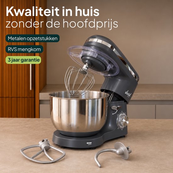 Keukenmachine 2000W - Keukenrobot - Foodprocessor - Keukenmixer met RVS Mengkom - Incl. 5 Accessoires - 6.2L - Rood - Vivid Green van Vivid Green — afbeelding 2