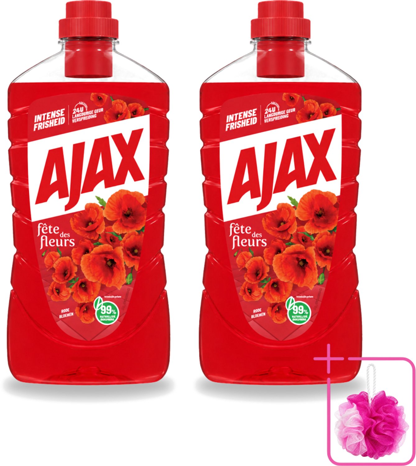 2 x Ajax - Allesreiniger - Fête des Fleurs - Intense Frisheid - Langdurige Geurverspreiding - 1 L - Bulkverpakking - Allesreiniger - Bloemgeur