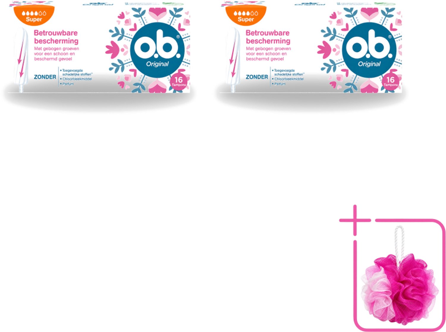 2 x o.b. Tampons - Original Super - Gebogen Groeven - Voor Betrouwbare Bescherming - 16 Tampons - Bulkverpakking - Tampons - Menstruatiebescherming