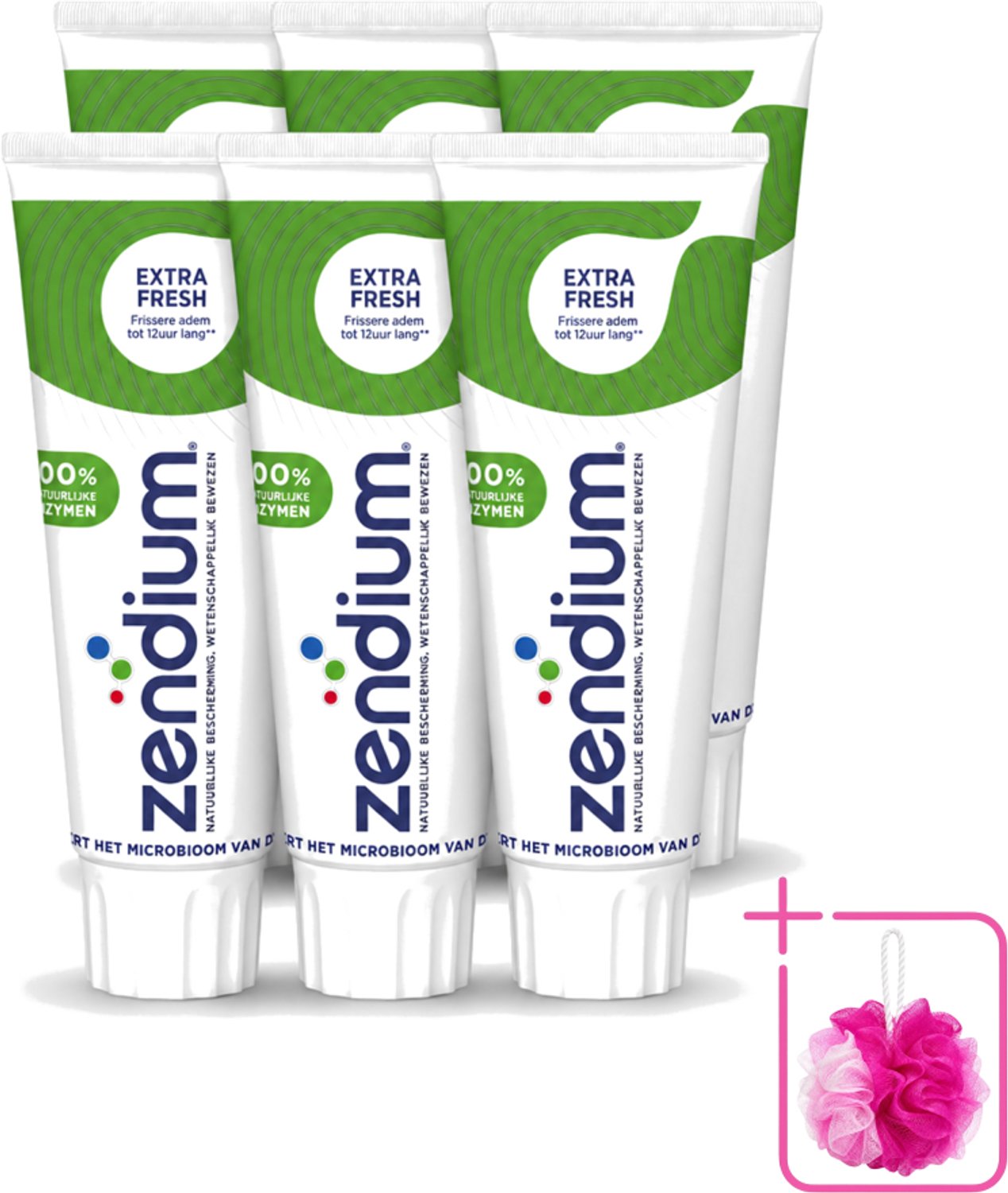 6 x Zendium - Extra Fresh - Tandpasta - Natuurlijke Enzymen - 75 ml - Bulkverpakking - Tandpasta - Douchemop - Enzymen