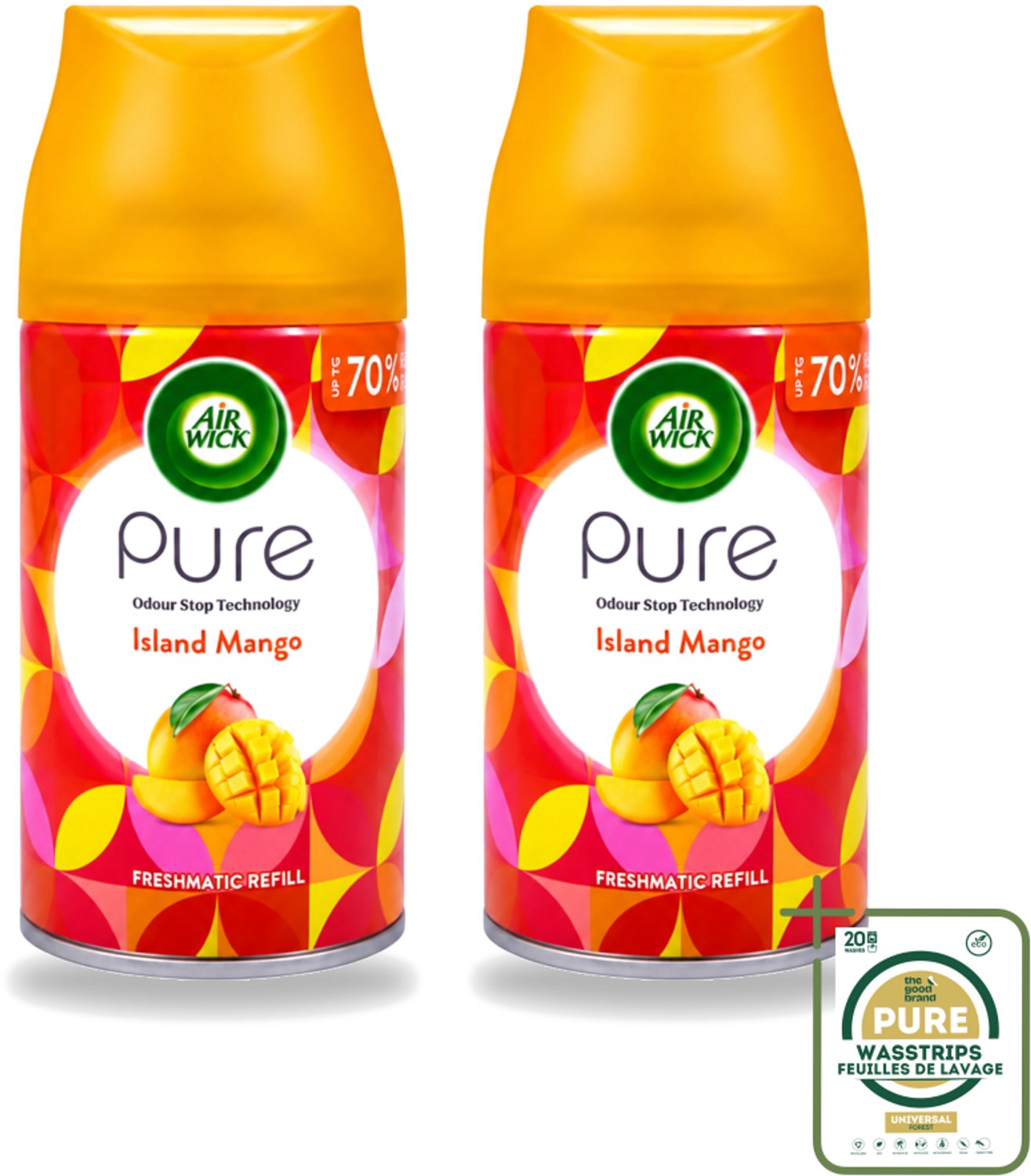 2 x Air Wick – Luchtverfrisser Navulling – Island Mango – 250 ml - Luchtverfrisser - Geur - Tropisch - Mango - Fris