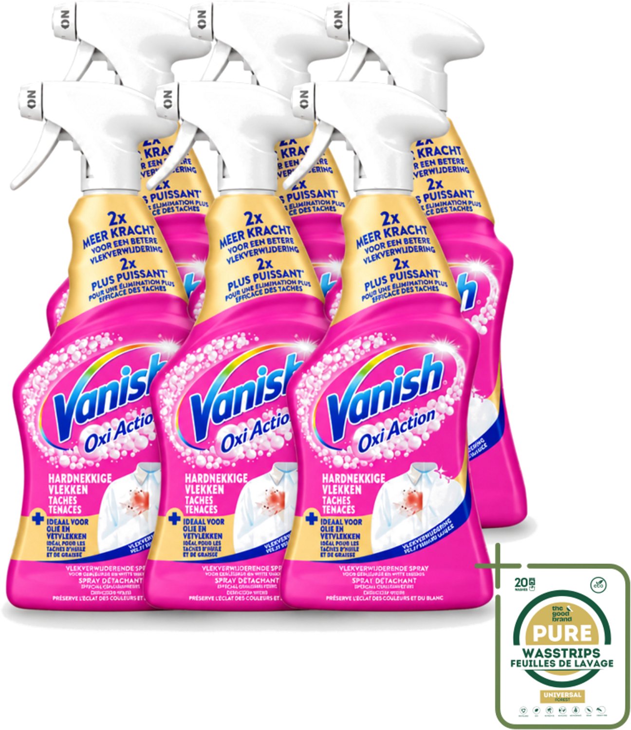6 x Vanish – Vlekverwijderaar Spray – Hardnekkige Vlekken – 500 ml - Wasstrips - Vlekkenverwijderaar Spray - Hardnekkige Vlekken - Vlekkenverwijdering - Wasmiddel - Textiel Reinigen