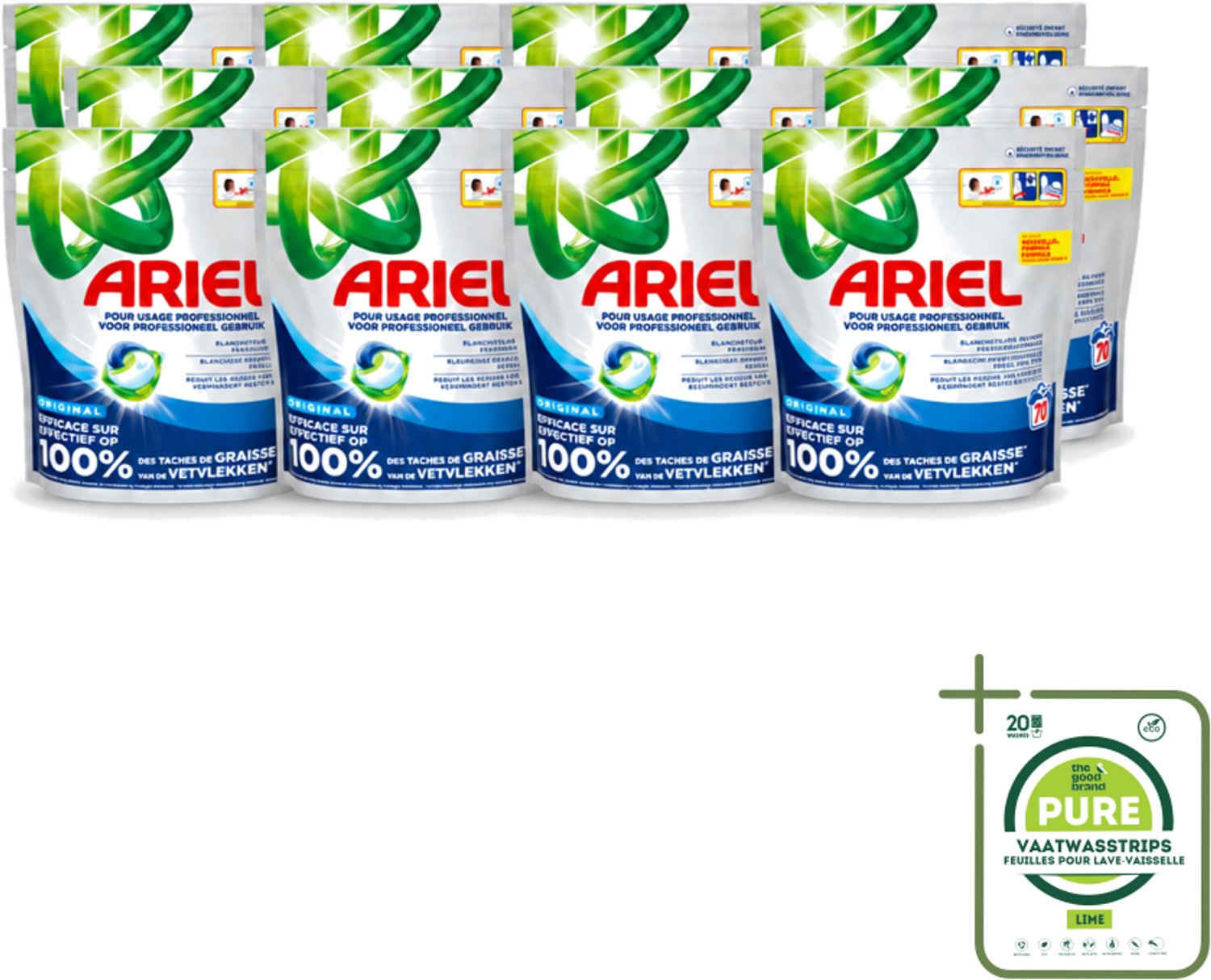12 x Ariel – Wasmiddel Pods – All-in-1 Regular – 70 wasbeurten - Grootverpakking - Vaatwasstrips - Wasmachine - Waspod - Reiniging - Vlekken Verwijderen - Koud Water Wasen