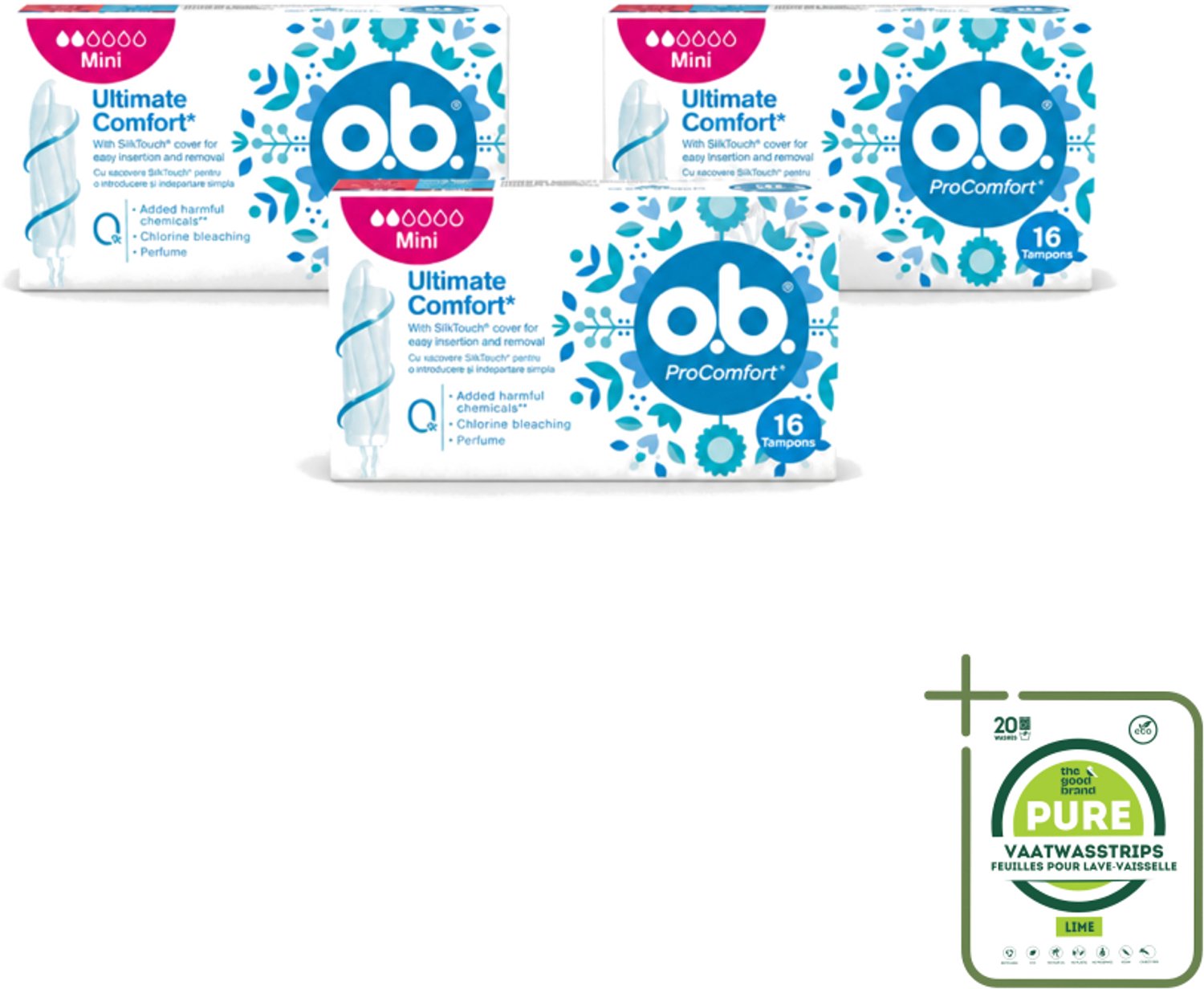 3 x OB – Tampons – ProComfort Mini – Comfort Fit - Grootverpakking - Vaatwasstrips - Tampons - Menstruatie - Comfort - Bescherming - Mini Tampons