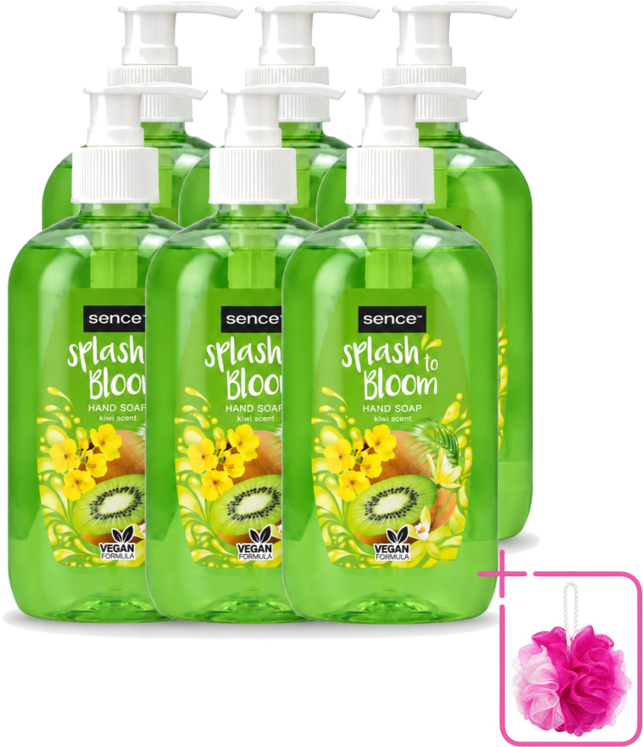 6 x Sence – Handzeep – Splash To Bloom Kiwi – 500 ml - Bulkverpakking - Handzeep - Douchemop - Handen reinigen