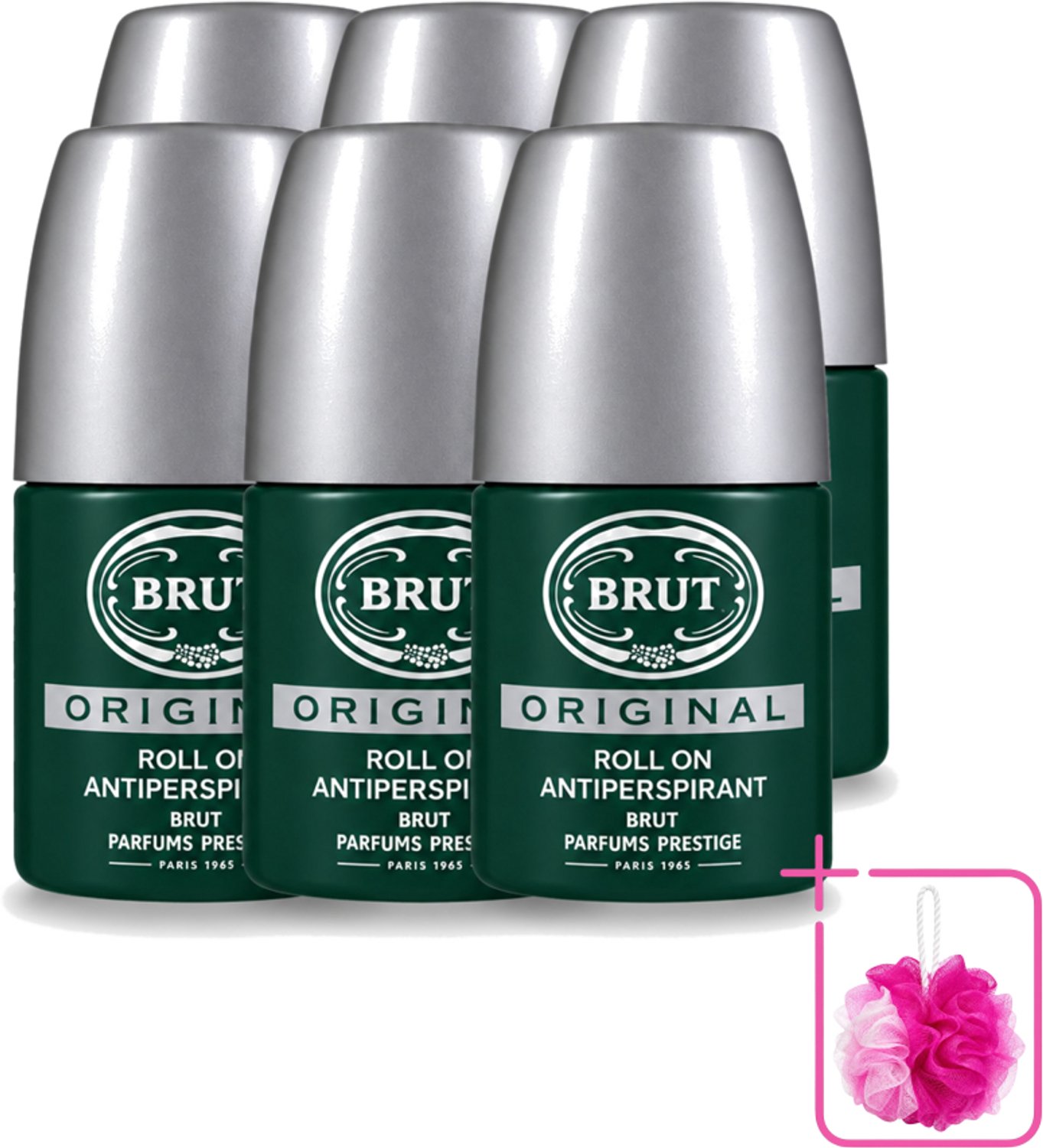 6 x Brut – Deodorant Roll-On – Original – Glas – 50 ml - Bulkverpakking - Deodorant voor mannen - Zweetgeur bestrijding