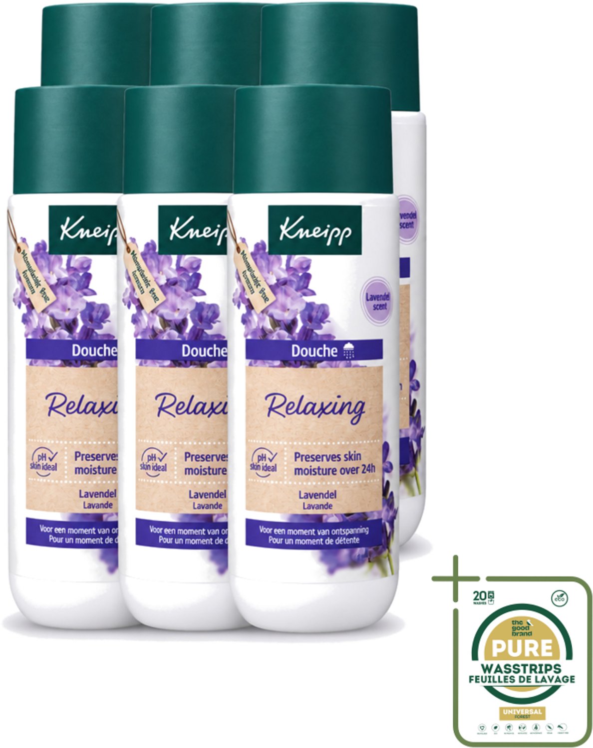 6 x Kneipp - Douchegel - Relaxing - Ontspannende Geur - 200 ml - Wasstrips - Douchegel - Ontspannende Douchegel - Lavendel Douchegel - Natuurlijke Douchegel - Huidverzorging
