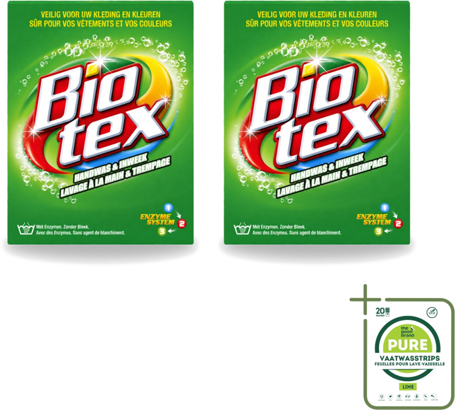 2 x Biotex - Waspoeder - Handwas & Inweek - Actieve Biologische Enzymen - 720 g - Grootverpakking - Vaatwasstrips - Handwas - Inweek Waspoeder - Biologisch Wasmiddel - Enzymen - Vuil Verwijderen
